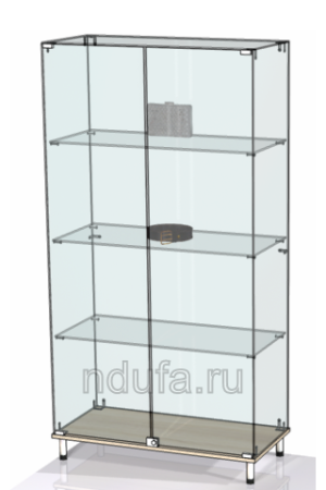 Витрина красивая стеклянная на хромированных ножках